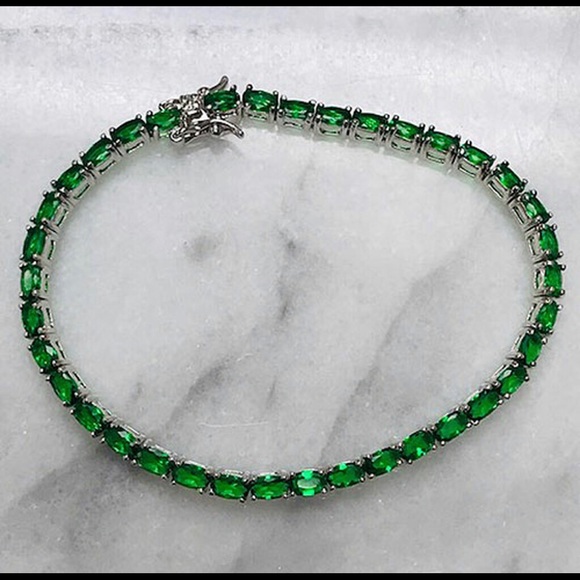 Emerald CZ Ovals Tennis Bracelet, NWT - Picture 4 of 6